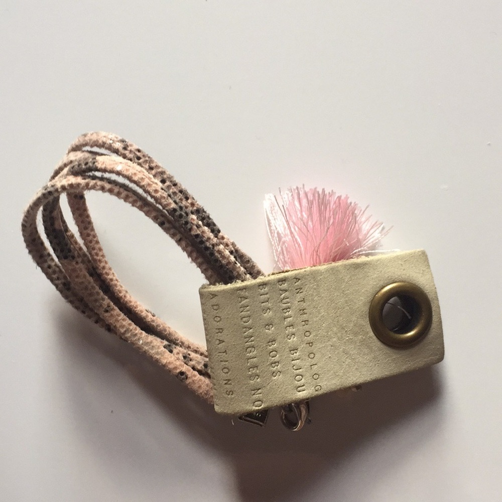Anthropologie bracelet  tassel pink snake design